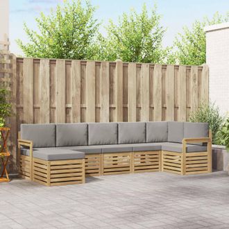 vidaXL Vidaxl Set Di Divani Da Esterno 6 Pz 6-posti Bianco E Grigio Chiaro