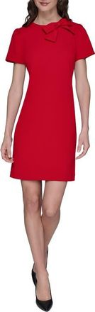 Karl Lagerfeld Bow Accent Scuba Crepe Sheath Dress in Admiral Red at Nordstrom, Size 16