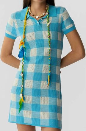 Guest In Residence Gingham Polo Dress In Swimming Pool