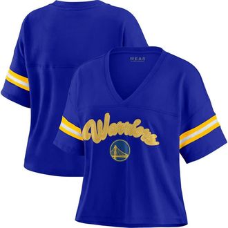 WEAR by Erin Andrews Womens WEAR by Erin Andrews Royal Golden State Warriors Plus Size Color Block Boxy V-Neck T-Shirt at Nordstrom, Size 3X