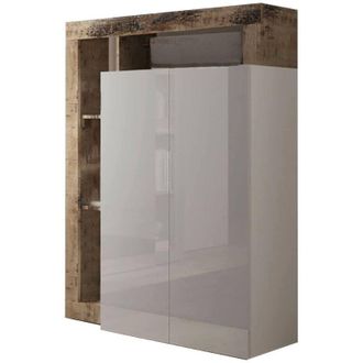 Dmora Armario Multiusos 2 Puertas Cipresso, Muebles Multifuncionales, Zapatero, Armario Para Zapatos, Made In Italy, 78x35 H116 Cm, Blanco Brillante Y Roble