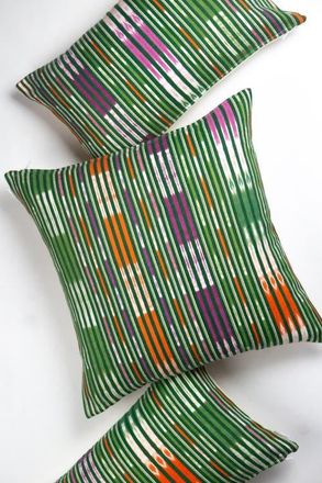 Archive New York Vintage Verde Ikat Stripe Handwoven Throw Pillow in Green at Nordstrom, Size 20X20