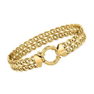 Ross-Simons 18kt Gold Over Sterling 2-Row Link Bracelet