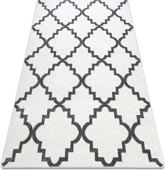 RugsX Rugsx - Tappeto Sketch - F343 Crema/grigio Marocco Trifoglio Trellis White 160x220 Cm