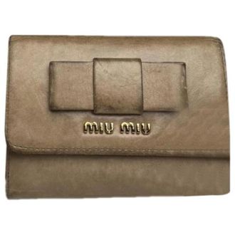 Miu Miu Pre-owned Leren Portemonnee - Dames - Vintage Accessoires - Bruin - ONE Size - Leer - Vintage