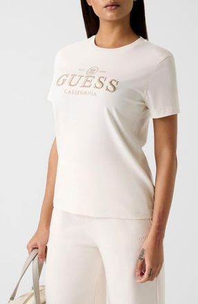 Guess Arabella Graphic Print Organic Cotton Blend T-Shirt in White at Nordstrom, Size Large