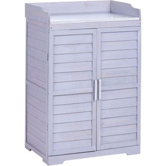 Beliani Mesa De Jardiner&iacute;a Muebles De Exterior Resistente Clima Construcci&oacute;n Estable De Madera De Abeto Gris Tereville