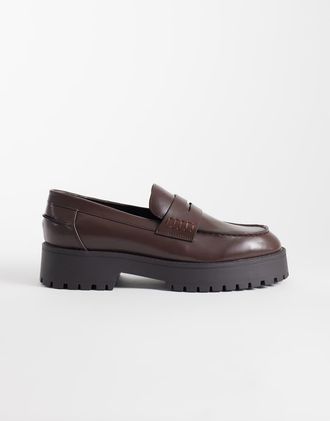 Asos Mocassini college marroni con suola a carrarmato-Marrone