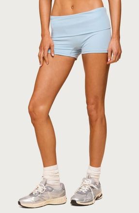 Edikted Soraia Foldover Bike Shorts in Light Blue at Nordstrom, Size X-Large
