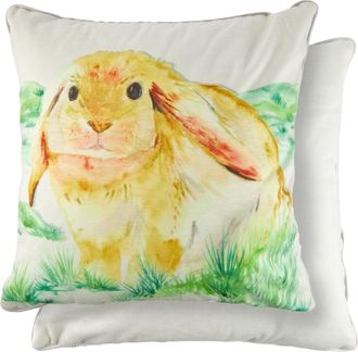 Emma Barclay Watercolour Animals Velvet Cushion Cover with Bunny Print - Emma Barclay | TJ Hughes