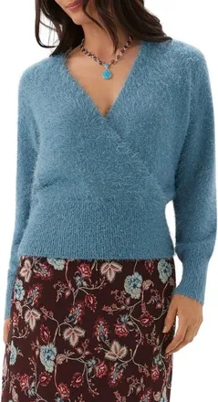 Karen Kane Eyelash Wrap Sweater in Cornflower Blue at Nordstrom, Size X-Large