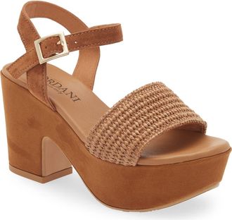 Cordani Liona Raffia Platform Sandal in Sint Cuoio at Nordstrom, Size 6.5Us