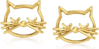Ross-Simons 14kt Yellow Gold Cat Outline Earrings