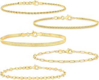 Ross-Simons Italian 18kt Gold Over Sterling Jewelry Set: 5 Chain Bracelets