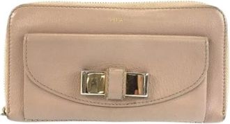 Chlo&eacute; Pre-owned Lily Long Wallet - Dames - Vintage Accessoires - Beige - ONE Size - Leer - Vintage