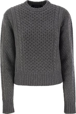 Fabiana Filippi Platinum Fisherman Trui met Lurex - Dames - Ronde hals truien - Grijs - M - Wol - Truien & Vesten