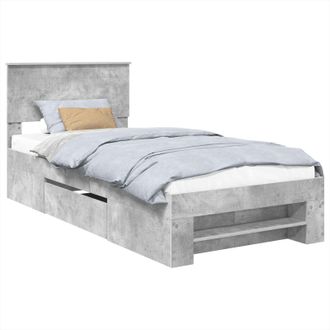 vidaXL Estructura De Cama Con Cabecera Gris Concreto 100 X 200 M Vidaxl
