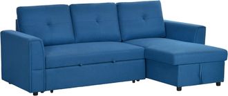 HOMCOM Dark Blue 3 Seater Sofa Bed - Convertible Pull Out Sofa With Storage - Dark Blue | TJ Hughes