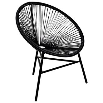 vidaXL Vidaxl - Silla Redonda De Jard&iacute;n Rat&aacute;n Sint&eacute;tico Negro