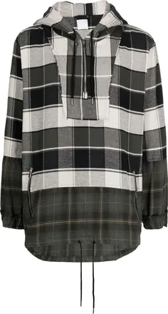 Alchemist check-print long-sleeve hoodie - men - Cotton - M - Black