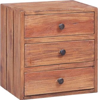 vidaXL Vidaxl - Mesita De Noche Con 3 Cajones Madera Maciza Caoba 35x25x35 Cm