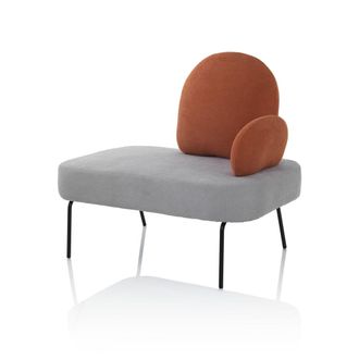 Aquadesign Banco de metal y tela gris y naranja