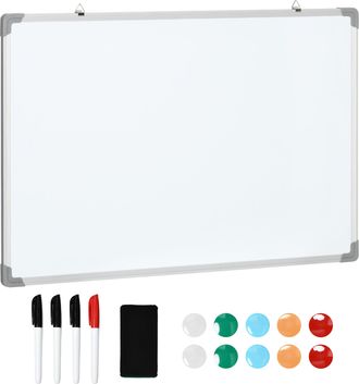 OEM Pizarra Blanca Magn&eacute;tica Pizarra De Borrado En Seco Con Borrador 4 Rotuladores Y 10 Imanes 90x60 Cm Blanco