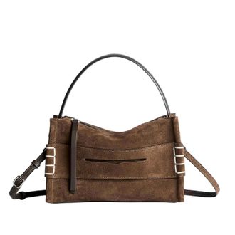 J.W.Anderson Rectangular Brown Suede Bag with Leather Trim and Embossed Details
