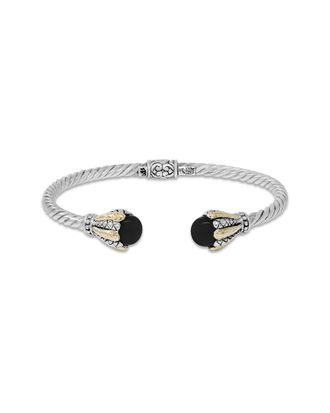 Samuel B. 18K & Silver 4.68 Ct. Tw. Onyx Twisted Cable Bangle Bracelet