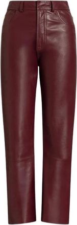 Alberta Ferretti Rechte broek - Dames - Leren Broeken - Rood - S - Leer - Broeken