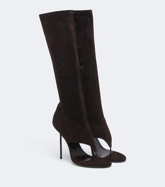 PARIS TEXAS Lidia cut-out suede knee-high boots