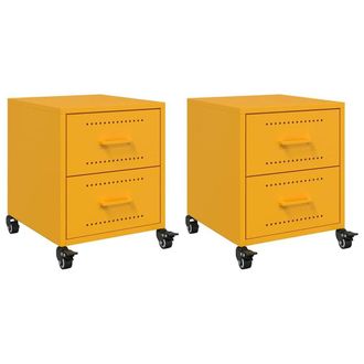 Berkfield Home Bedside Cabinets 2 pcs Mustard Yellow 36x39x43.5 cm Steel