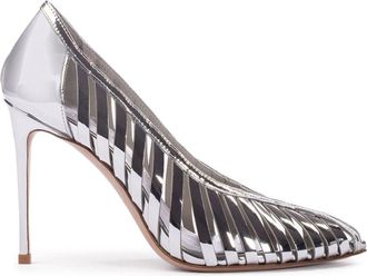 Le Silla Cage leather pumps - women - Polyurethane/Goat Skin/Leather - 41.5 - Silver