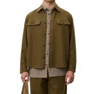 Les Deux Luciano Structured Overshirt In Olive