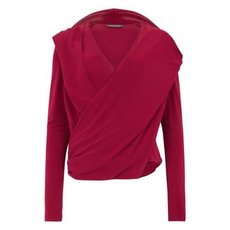 Alberta Ferretti Tops, Dames, Rood, S, Gelaagde V-hals Top
