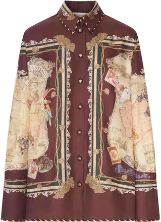 Zimmermann Printed Satin Shirt With A Scarf Motif