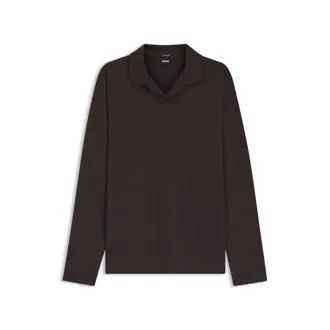 BOSS Wool-blend polo shirt with Johnny collar
