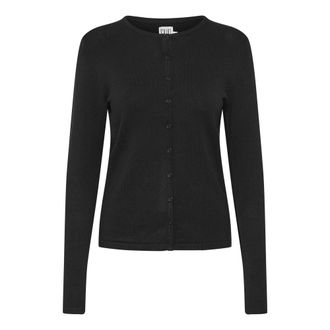 Saint Tropez Zwarte R-Neck Cardigan Gebreid - Dames - Truien - Zwart - Maat: 2XL Viscose