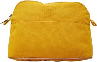 Herm&egrave;s Yellow Canvas Pouch (Pre-Owned)