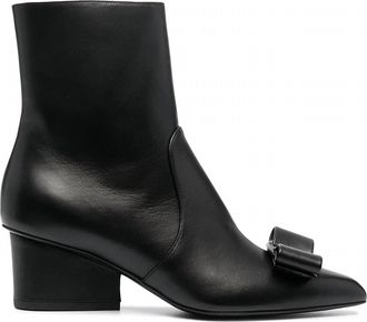 Ferragamo Womens Viva Bow-Detail Boots In Black