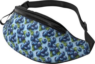 Generic Blue Blueberry Art Print Waist Pack Waist Packs Lightweight Crossbody For Travel Hiking Running 14X35Cm
