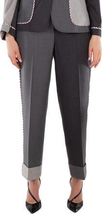 Thom Browne Two-Tone Straight Trousers, Brand Size 42 (US Size 6)
