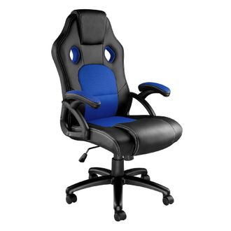 TecTake Silla gaming de escritorio giratoria con respaldo ajustable, azul