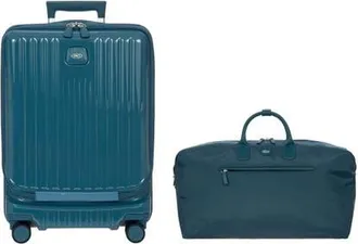 Bric's Positano Expandable 21 Carry On Spinner w/Pocket & 22 Deluxe Duffle 2 Piece Luggage Set in Sea Green at Nordstrom