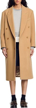 Sandro Oversize Long Wool Blend Coat