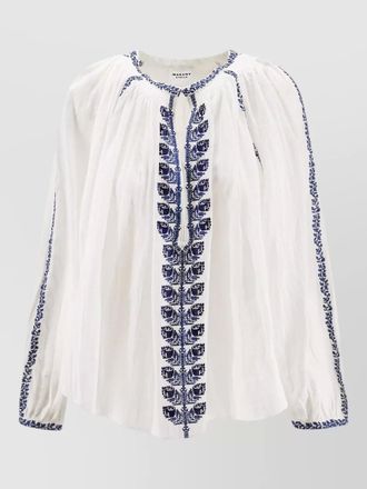Isabel Marant embroidered cotton long-sleeve blouse