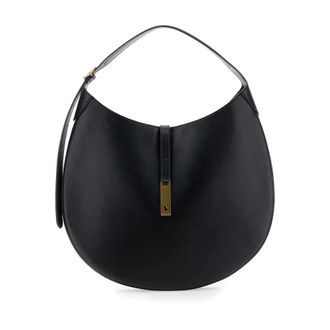 Polo Ralph Lauren Tassen, Dames, Zwart, ONE Size, Leer, ID Leather Shoulder Bag