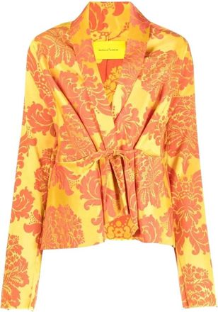 Marques Almeida Jassen, Dames, Veelkleurig, S, Katoen, Floral Print Tie-Front Jacket