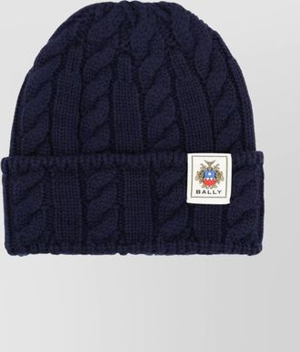 Bally cozy cable knit wool cap with turn-up brim