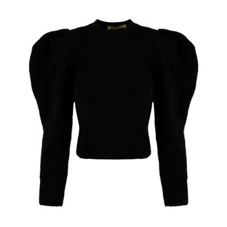 Akep Cropped Ronde Hals Knit - Dames - Ronde hals truien - Zwart - S - Wol - Truien & Vesten